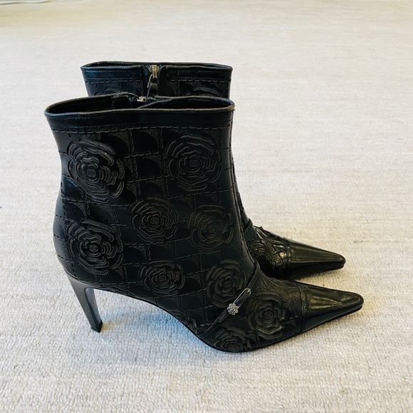 Chanel Laser Cut Camellia Ankle Boots - Picture 6 of 9